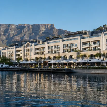 Waterfront hotel context beneath Table Mountain